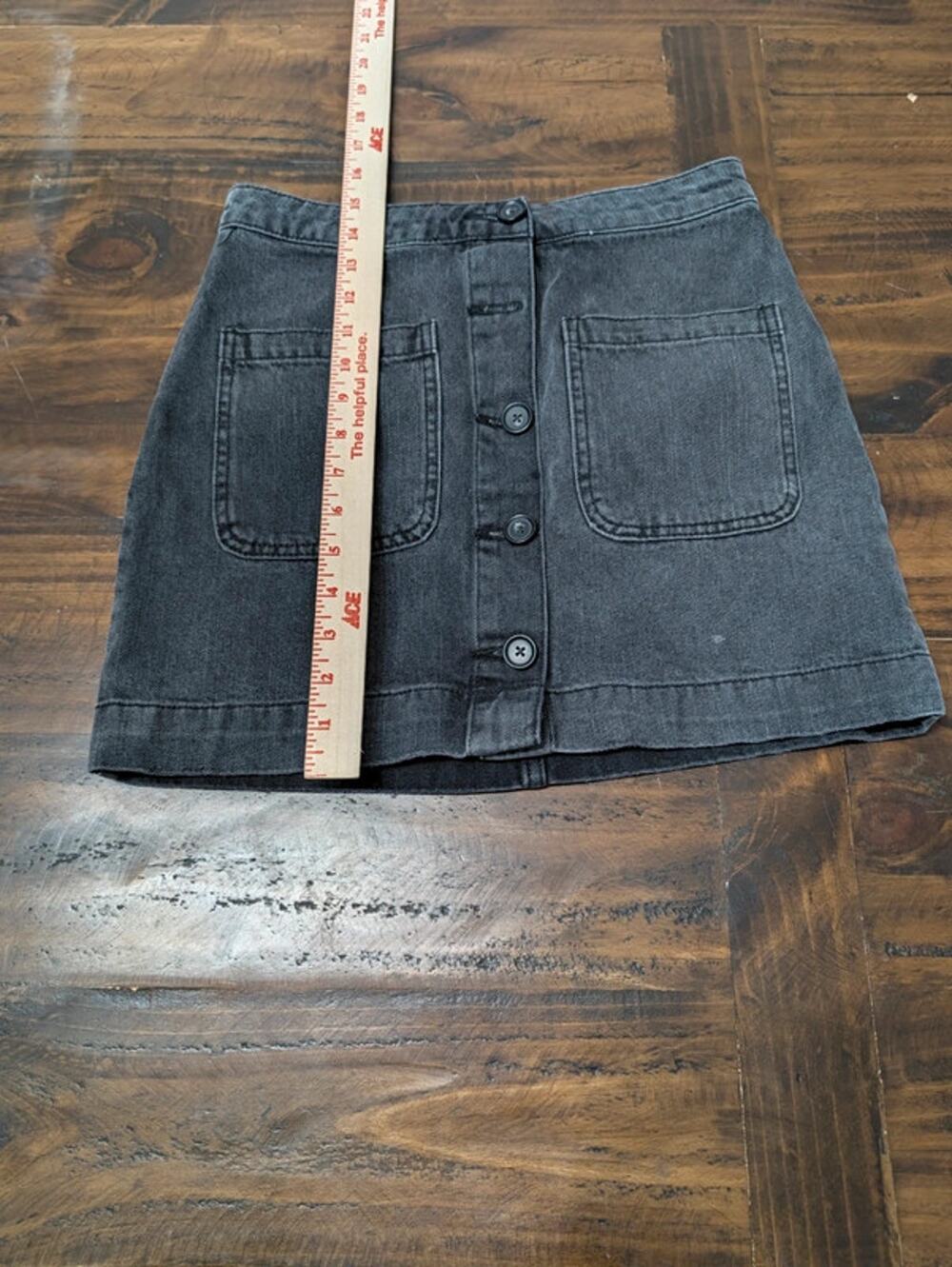 Free People We The Free Black Denim Button Front Mini Skirt High Rise Size 26